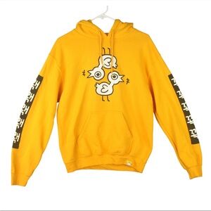 Ohmonah Pullover Hoodie Mens Size Small Yellow Quack Cotton Street Long Sleeve